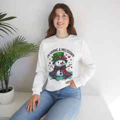 "I'm Having a Meltdown" Beautiful Melting Snowman Christmas Gildan Crewneck