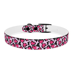 Dog Collar- Pink Leopard Print Hearts