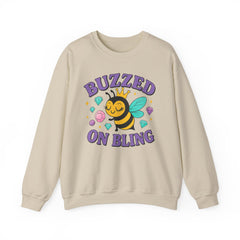 Buzzed on Bling Crewneck Sweatshirt by Gildan - Fun Gift for Bee Lovers, Jewelry Reveals