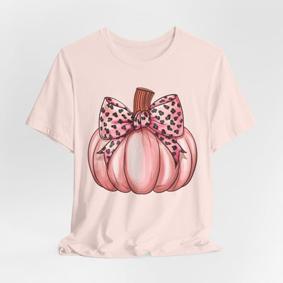 Cute Pink Pumpkin Graphic Tee for Fall, Autumn Shirt, Halloween Top, Harvest Celebration T-Shirt, Seasonal Apparel, Gift Idea