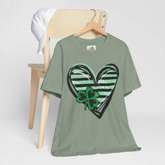 St. Patrick's Day Heart Tee - Unisex Jersey Short Sleeve Shirt with Clover Design