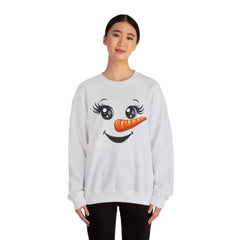 Happy Snowman Crewneck Sweatshirt | Winter Apparel, Christmas Gift, Cozy Sweater, Holiday Clothing, Carrot Nose Design