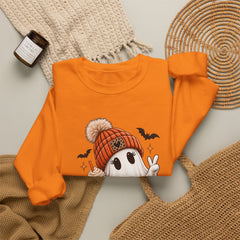 Cozy Pumpkin Ghost Sweatshirt – Cute Halloween Fall Crewneck