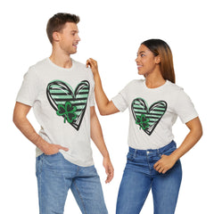 St. Patrick's Day Heart Tee - Unisex Jersey Short Sleeve Shirt with Clover Design