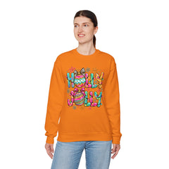 Holly Jolly Crewneck Gildan Sweatshirt — Colorful Christmas Ornament Holiday Sweater