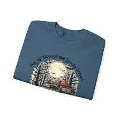 Spooky Adventure Sweatshirt - Jeepin' Through the Spooky Season, Unisex Crewneck, Fall Apparel, Halloween Gift, Cozy Halloween Wear