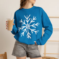 Cozy Snowflake Crewneck Sweatshirt for All Seasons |Hand drawn, Lounging, Holidays, Snow