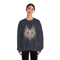 Deer Mandala Crewneck Sweatshirt — Vintage Stag Floral Graphic