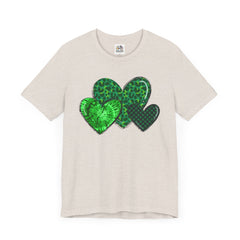 Green Hearts St. Patrick's Day Tee - Unisex Short Sleeve Shirt / Christmas