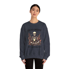Skeleton Coffee Sweatshirt, Dead Inside But Caffeinated Crewneck, Halloween Gift, Unisex Fall Apparel, Cozy Lounge Wear