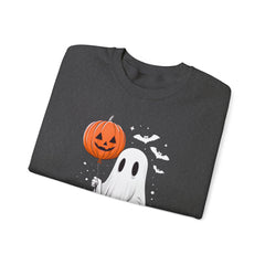 Orange Balloon Halloween Ghost Sweater | Unisex Crewneck Sweatshirt for Cozy Autumn Nights, Halloween Party, Spooky