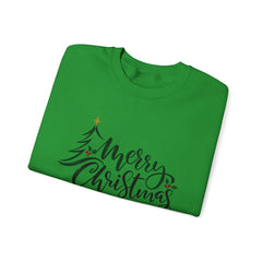 "Merry Christmas" Crewneck, Unisex Sweater, Winter Fashion, Festive Apparel, Holiday Gift, Christmas tree