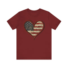 Patriotic Heart Tee - Love USA, American Pride Shirt, 4th of July, Independence Day, Memorial Day, Gift for Her
