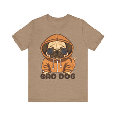 Graphic Tee with Cute Bad Dog Illustration - Unisex Jersey Short Sleeve Tee