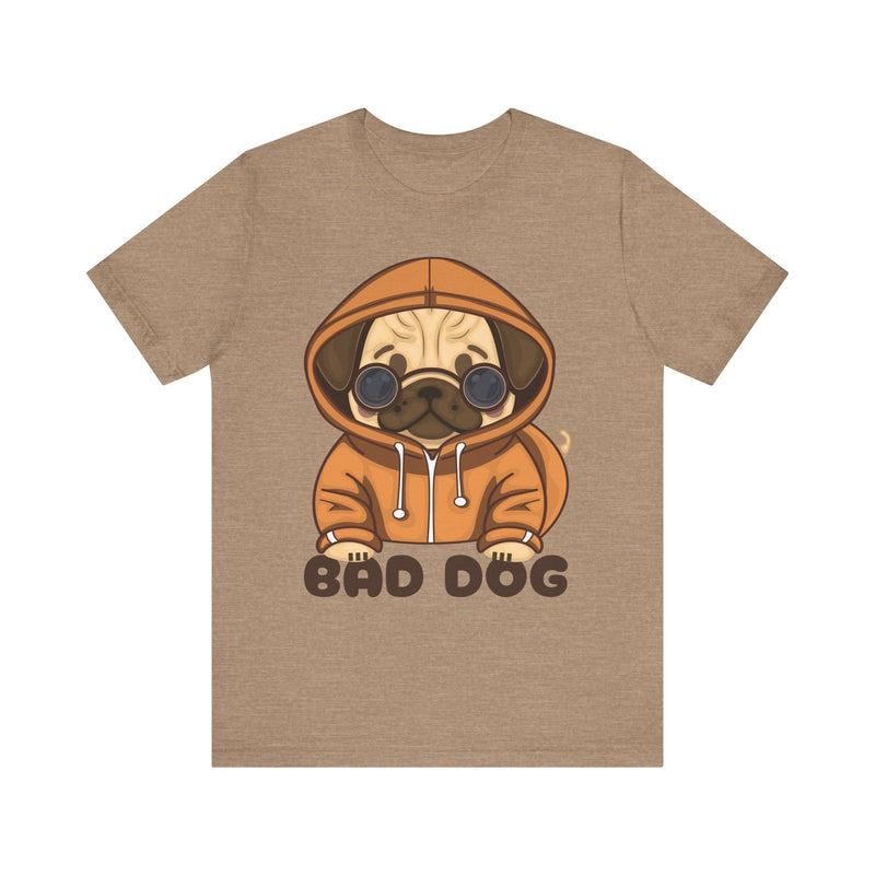 Graphic Tee with Cute Bad Dog Illustration - Unisex Jersey Short Sleeve Tee