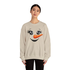 Happy Snowman Crewneck Sweatshirt | Winter Apparel, Christmas Gift, Cozy Sweater, Holiday Clothing, Carrot Nose Design
