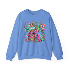 Holly Jolly Crewneck Gildan Sweatshirt — Colorful Christmas Ornament Holiday Sweater