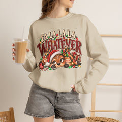 'Fa La La La Whatever' Cute Sleepy Reindeer Christmas Sweatshirt