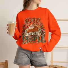 Pie Before People Crewneck Sweatshirt — Funny Thanksgiving Pie Lover Pullover - Fall Apparel