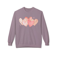 Heart Watercolor Crewneck Sweatshirt — Pink Hearts Graphic Pullover for Valentine’s Day