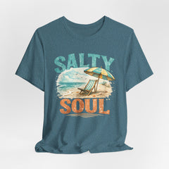 Salty Soul Beach T-Shirt — Vintage Umbrella & Chair Summer Tee