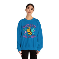 Buzzed on Bling Crewneck Sweatshirt by Gildan - Fun Gift for Bee Lovers, Jewelry Reveals