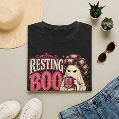 Resting Boo Face T-Shirt — Funny Cozy Halloween Ghost Tee