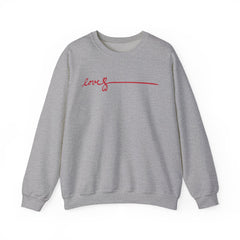 Love Script Crewneck Sweatshirt — Minimal Red Handwritten Design