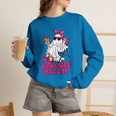 Boo-gie Bitch Ghost Crewneck Sweatshirt — Cute Retro Halloween Graphic