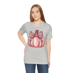 Cute Pink Pumpkin Graphic Tee for Fall, Autumn Shirt, Halloween Top, Harvest Celebration T-Shirt, Seasonal Apparel, Gift Idea