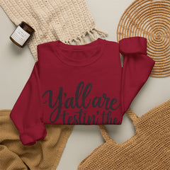 Christian Crewneck Sweatshirt — “Y’all Are Testin’ the Jesus in Me” Graphic - Southern Heritage