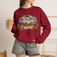Muscadine Vineyard Crewneck Sweatshirt — Vintage Grape Winery Graphic - Southern Heritage