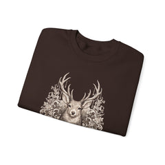 Deer Mandala Crewneck Sweatshirt — Vintage Stag Floral Graphic