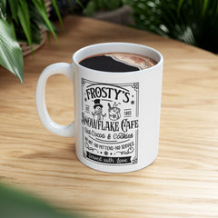 Coffee Lovers Ceramic Mug — 'Frosty's Snowflake Cafe' Vintage Mug 11oz/15oz