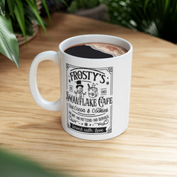 Coffee Lovers Ceramic Mug — 'Frosty's Snowflake Cafe' Vintage Mug 11oz/15oz
