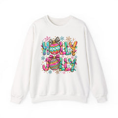 Holly Jolly Crewneck Gildan Sweatshirt — Colorful Christmas Ornament Holiday Sweater