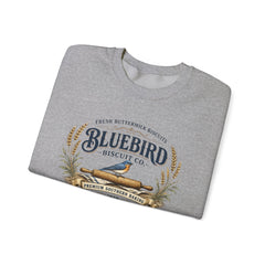 Bluebird Biscuit Co. Crewneck Sweatshirt — Vintage Bakery Logo Pullover
