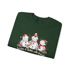 Winter is Better with Friends - Snowmen Crewneck Sweatshirt, Cozy Christmas Apparel, Holiday Festive Sweatshirt