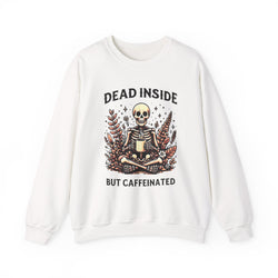 Skeleton Coffee Sweatshirt, Dead Inside But Caffeinated Crewneck, Halloween Gift, Unisex Fall Apparel, Cozy Lounge Wear