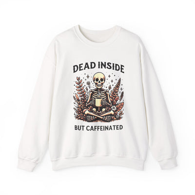 Skeleton Coffee Sweatshirt, Dead Inside But Caffeinated Crewneck, Halloween Gift, Unisex Fall Apparel, Cozy Lounge Wear