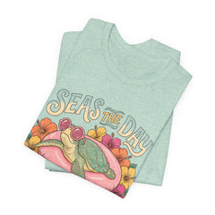 Seas the Day Turtle Tee — Vintage Floral Beach T-Shirt