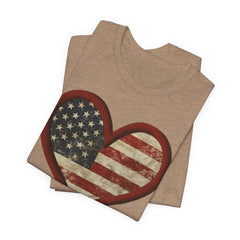 Patriotic Heart Tee - Love USA, American Pride Shirt, 4th of July, Independence Day, Memorial Day, Gift for Her