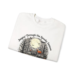 Spooky Adventure Sweatshirt - Jeepin' Through the Spooky Season, Unisex Crewneck, Fall Apparel, Halloween Gift, Cozy Halloween Wear