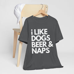 I Like Dogs Beer & Naps - Unisex Heavy Cotton Tee