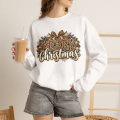 Merry Christmas Vintage Pinecone Design- Leopard Print