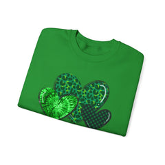 Green Heart Patterns Unisex Heavy Blend Crewneck Sweatshirt | St. Patrick's Day/Christmas
