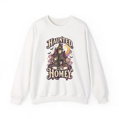 Haunted But Homey Sweatshirt — Cozy Halloween Haunted House Crewneck