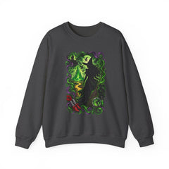 Witch Silhouette Forest Crewneck Sweatshirt – Green Gothic Witchy Art - Wicked