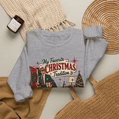 "My Favorite Christmas Tradition is Leaving Early" Vintage Holiday Christmas Crewneck