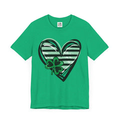 St. Patrick's Day Heart Tee - Unisex Jersey Short Sleeve Shirt with Clover Design